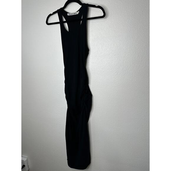 Michael Stars Black Midi Maxi Racerback Ruched Side Tank Dress Small - Picture 3 of 12